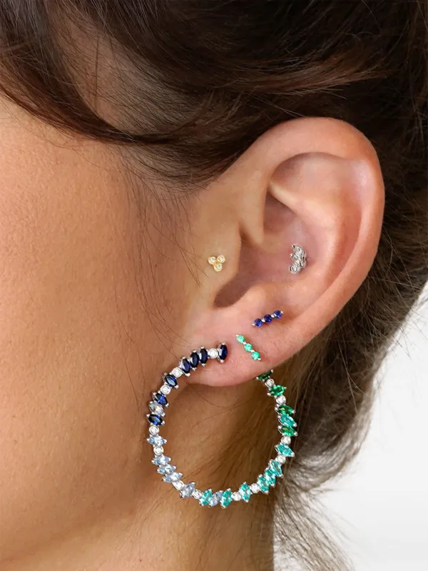 Lark & Berry Rainbow Veto Aqua フープピアス | シルバートーン