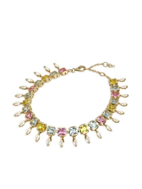 Lark & Berry pulsera Ful Blossom en oro amarillo de 14kt con diamante y zafiro