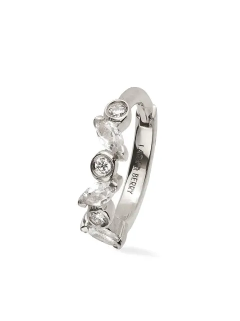 Lark & Berry 14kt white gold medium Veto diamond and sapphire hoop earring