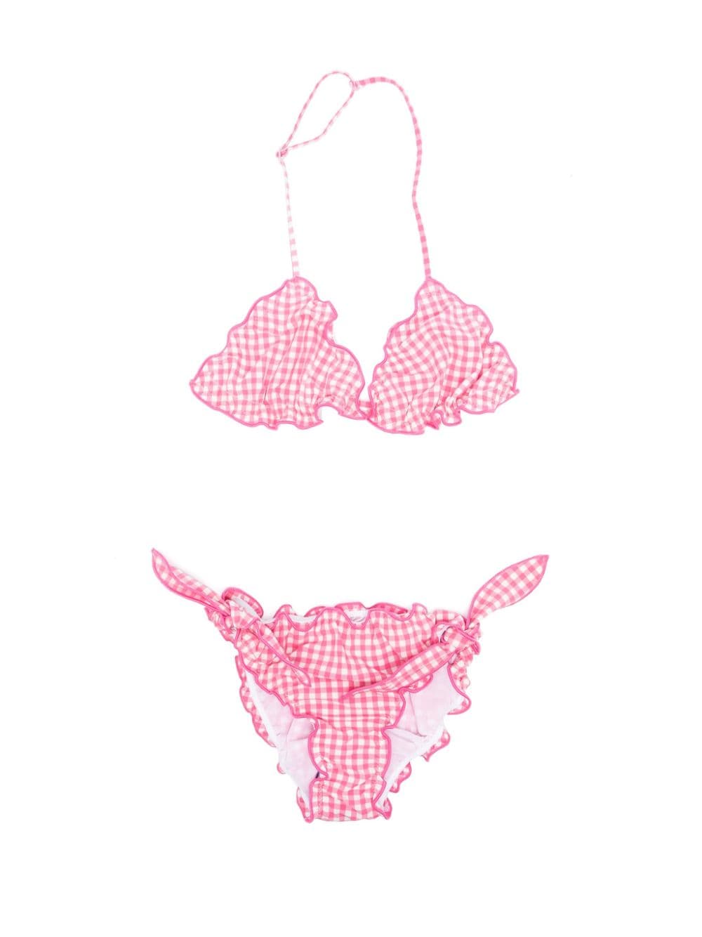 Mc2 Saint Barth Kids' Gingham-pattern Bikini In Pink