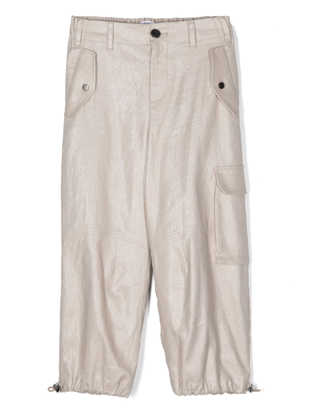Brunello Cucinelli Kids' Lurex-detail Cotton-linen Trousers In Neutrals