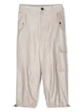 Brunello Cucinelli Kids lurex-detail cotton-linen trousers - Neutrals