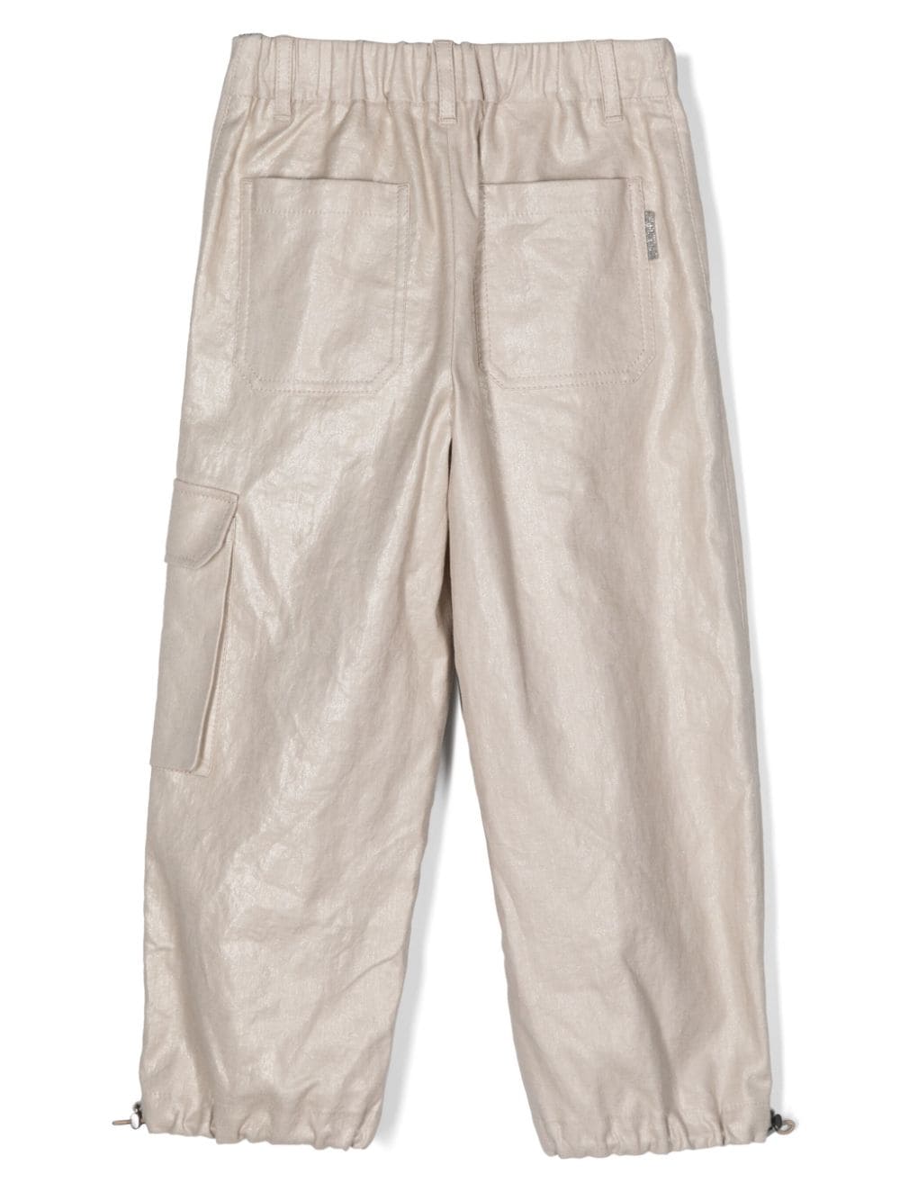 Brunello Cucinelli Kids lurex-detail cotton-linen trousers - Beige