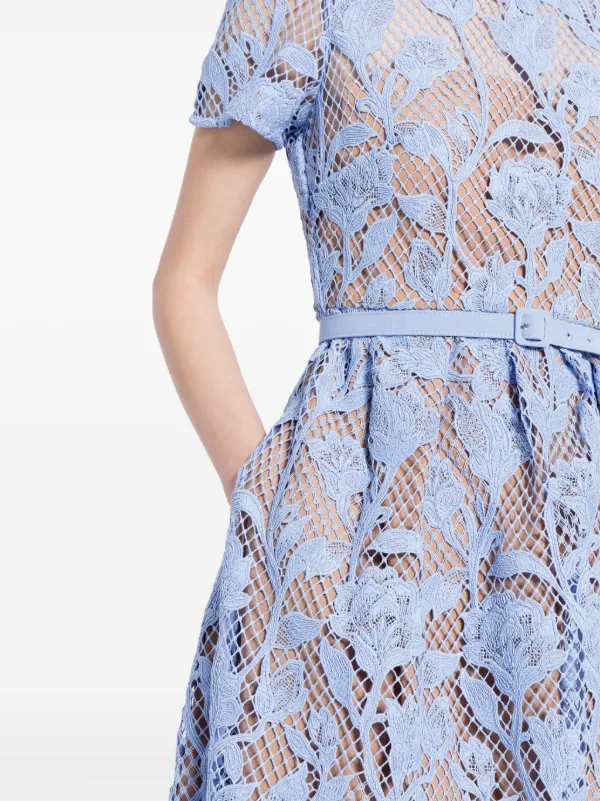 Self Portrait Lily floral lace Midi Dress Blue FARFETCH CA