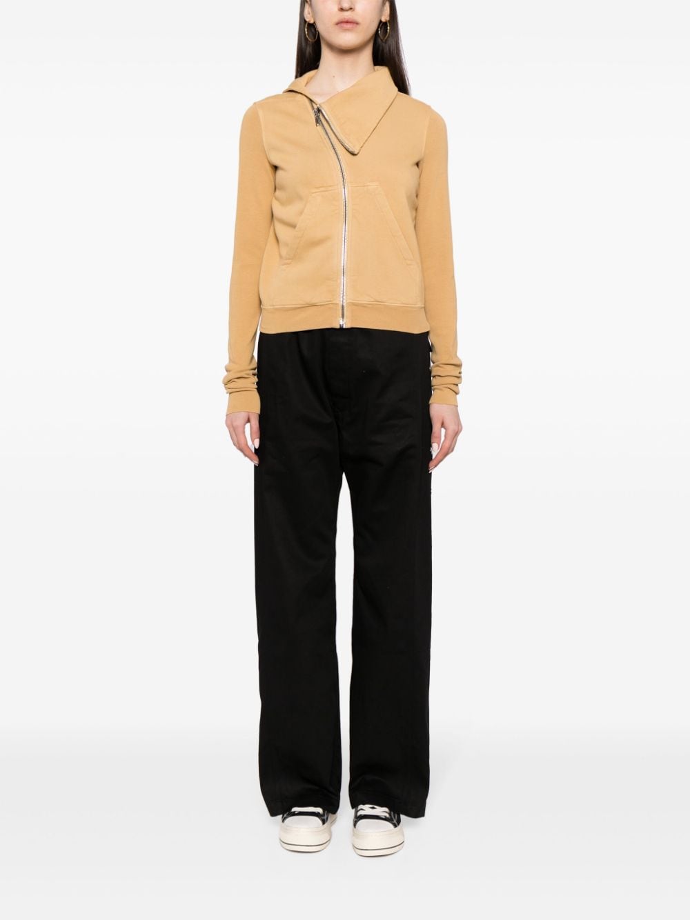 Shop Rick Owens Drkshdw Zip-up Cotton Sweatshirt In Yellow