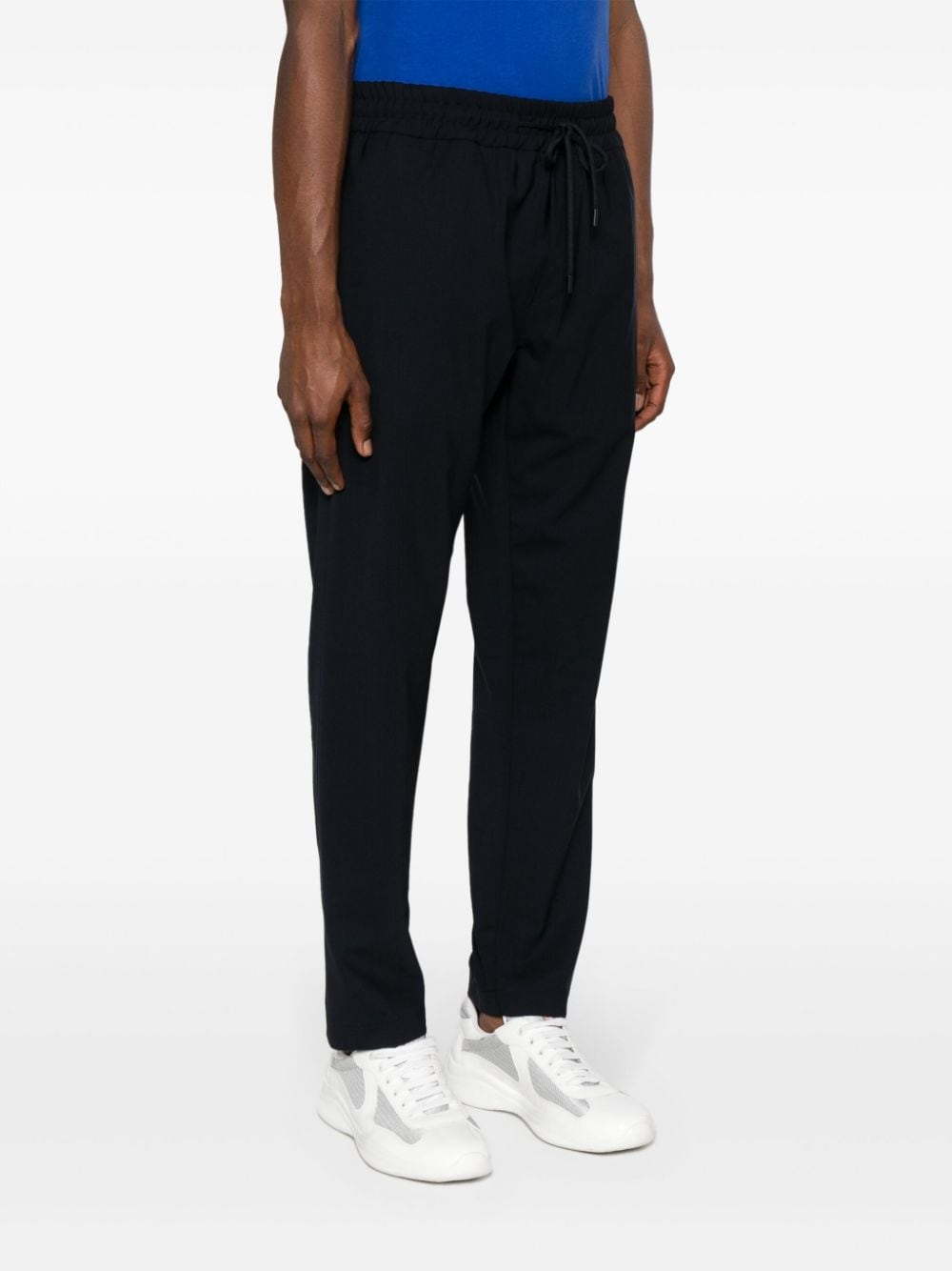 Shop Dondup Drawstring-waist Tapered Trousers In 蓝色