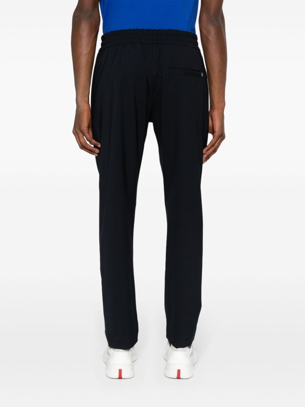 Shop Dondup Drawstring-waist Tapered Trousers In 蓝色