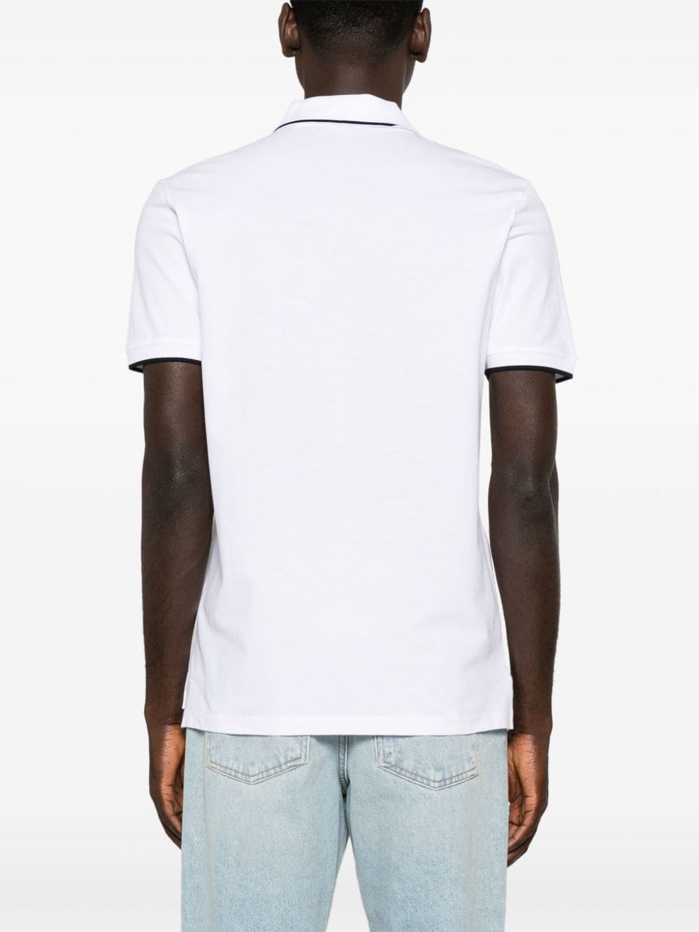 Shop Hugo Boss Logo-appliqué Piqué Polo Shirt In White