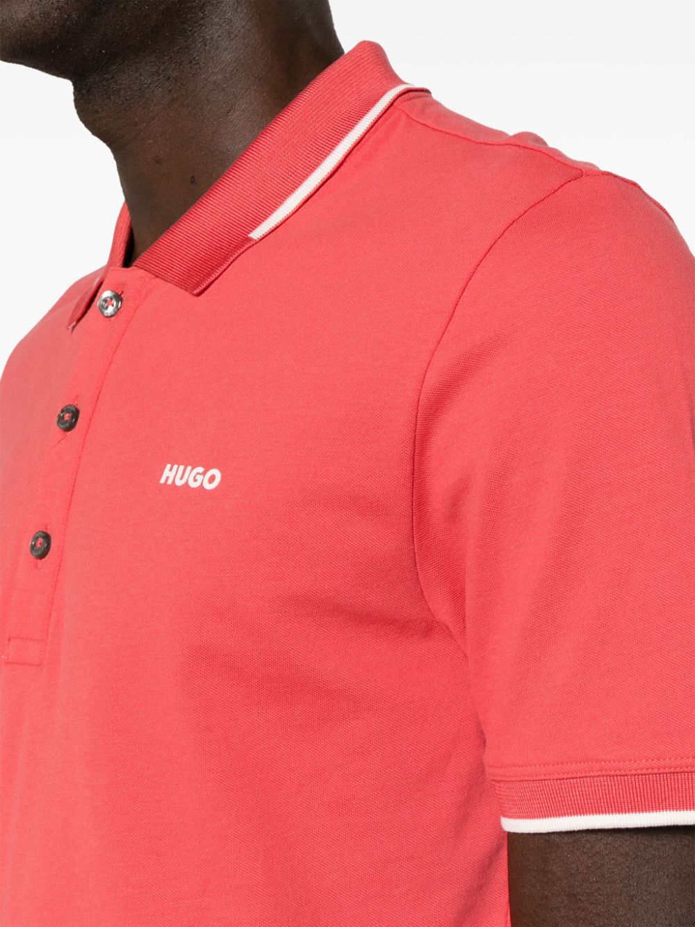 Shop Hugo Boss Logo-appliqué Piqué Polo Shirt In Red