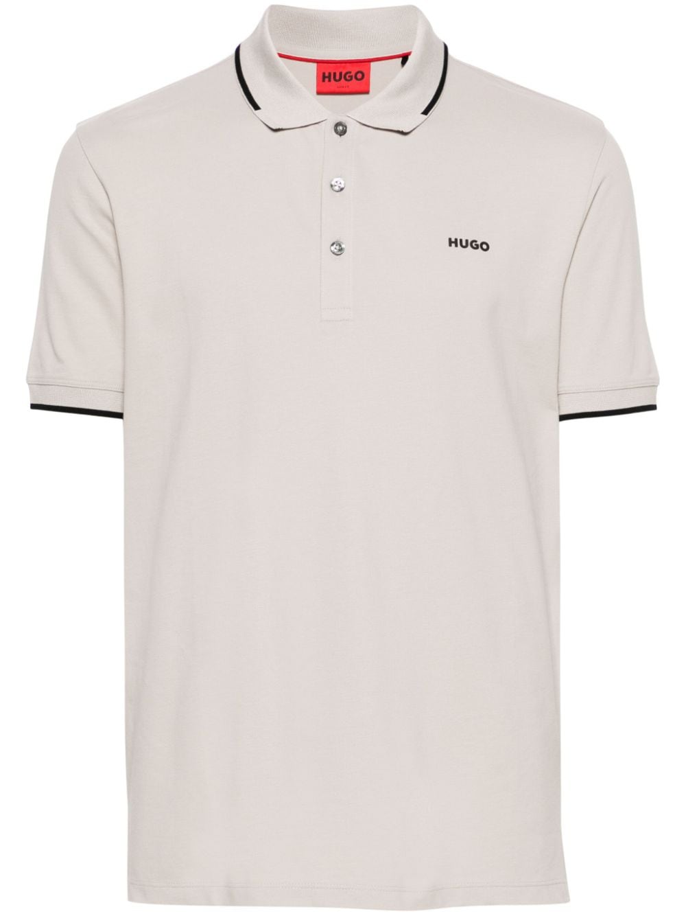 Hugo Boss Logo-appliqué Piqué Polo Shirt In Neutrals