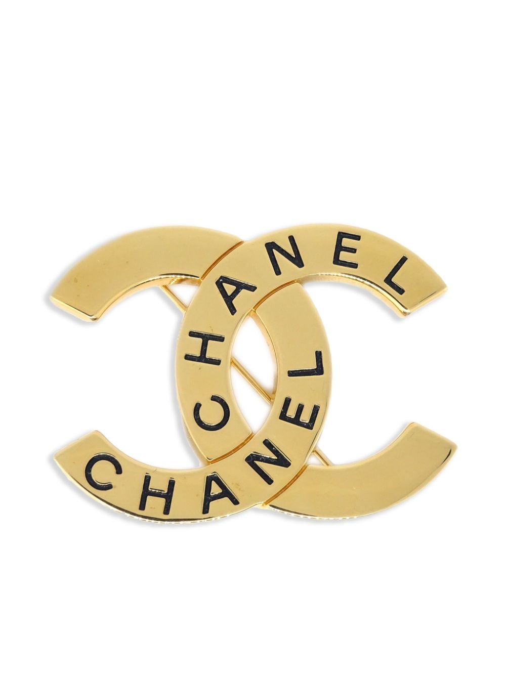 Pre-owned Chanel 1998 Logo-engraved Cc Brooch In Gold