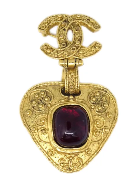 CHANEL Pre-Owned 1994 glass stone CC dangle brooch