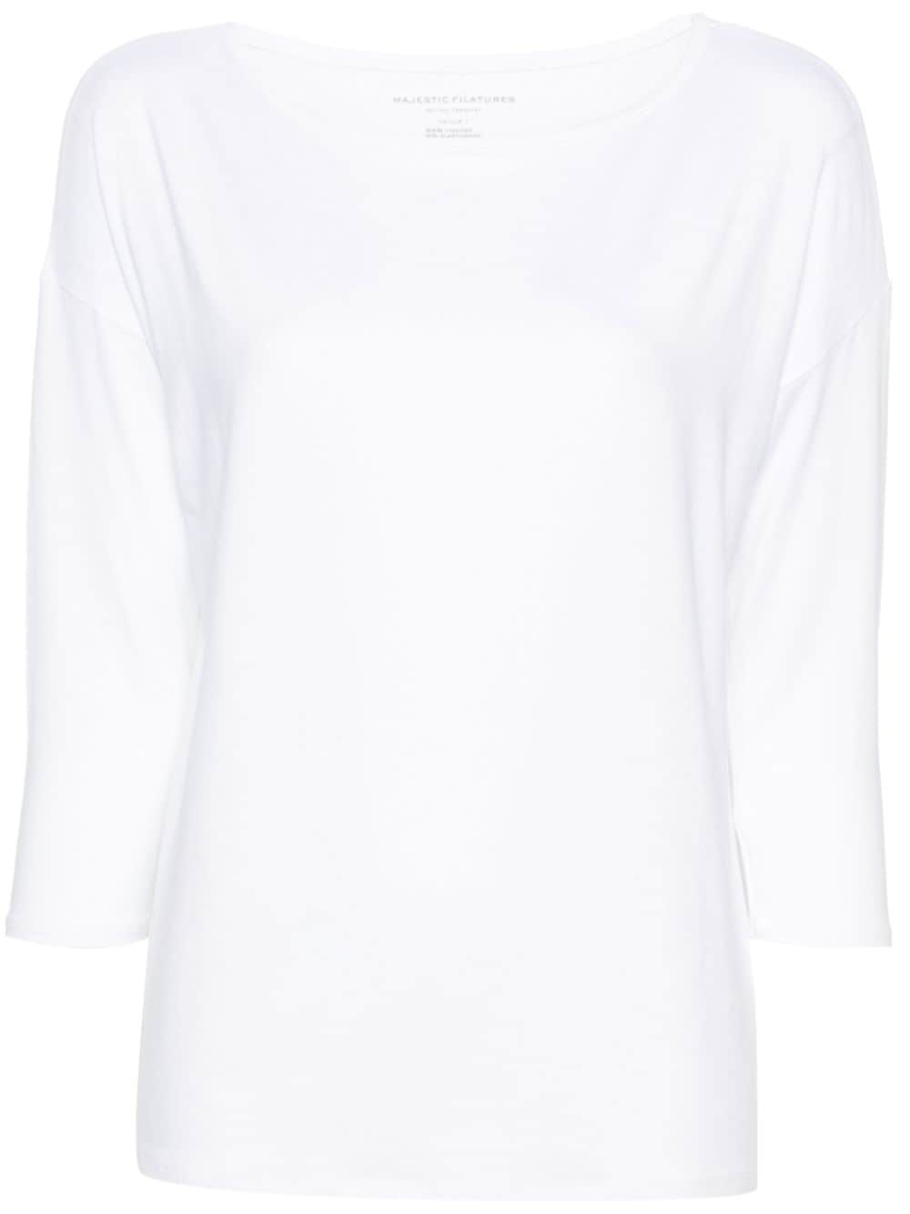 Majestic Three-quarter Sleeves T-shirt In White