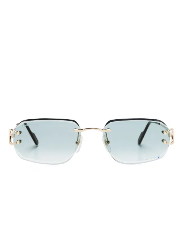 Cartier Eyewear リムレス スクエアサングラス | ゴールドトーン