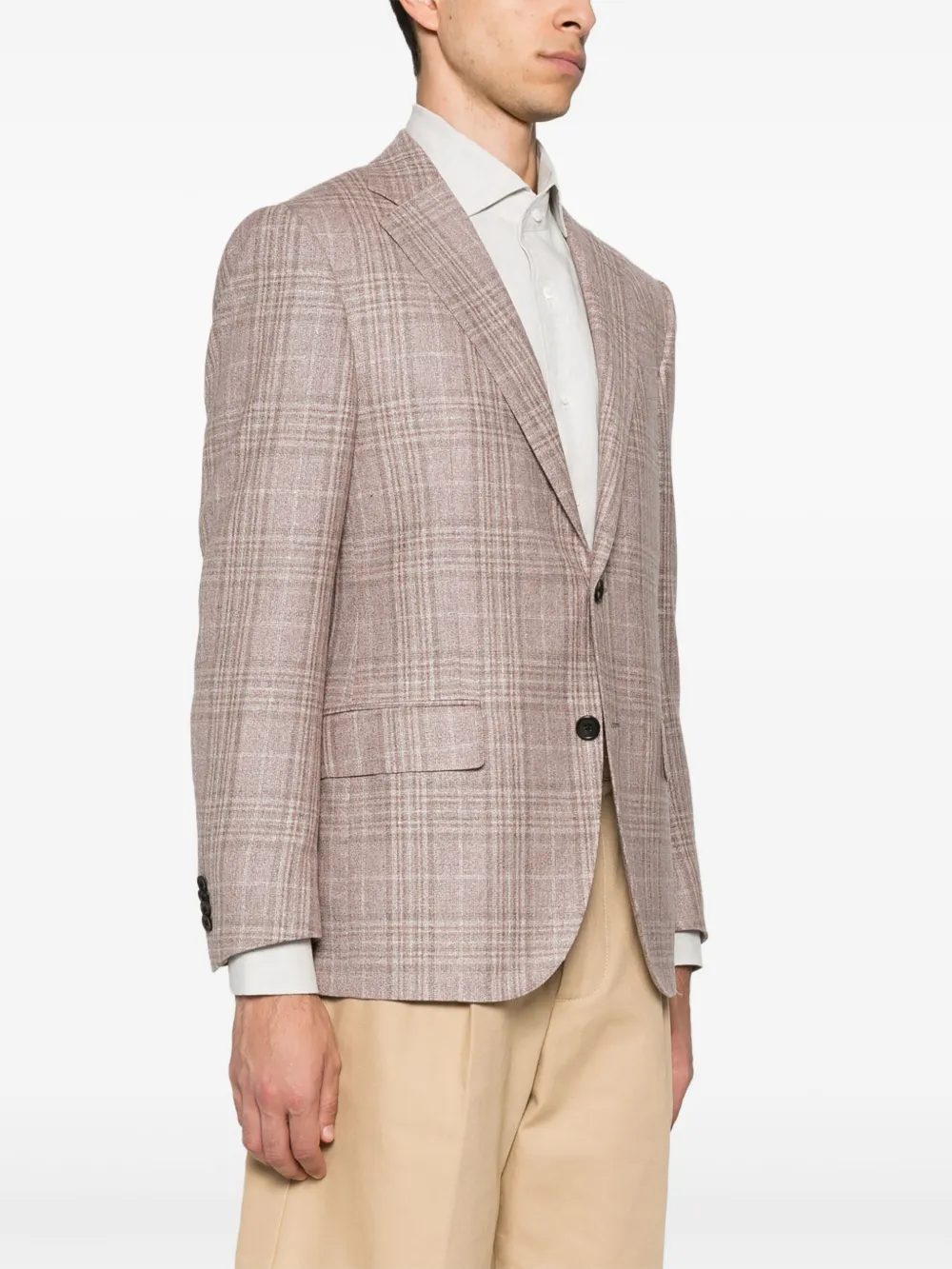 Corneliani Check-pattern Blazer In Pink