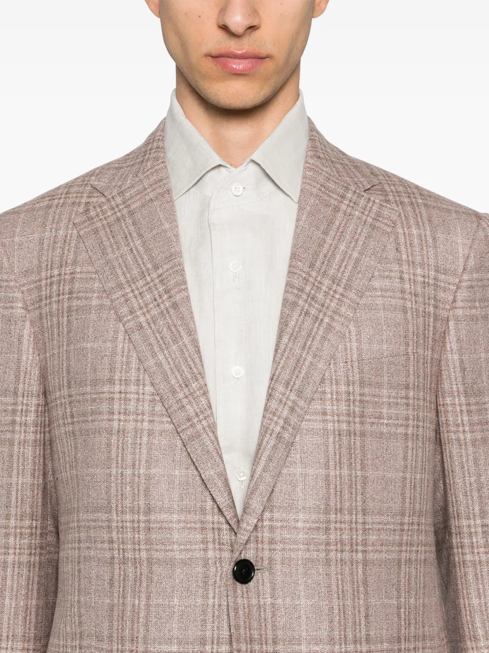 Corneliani Check-pattern Blazer In Pink