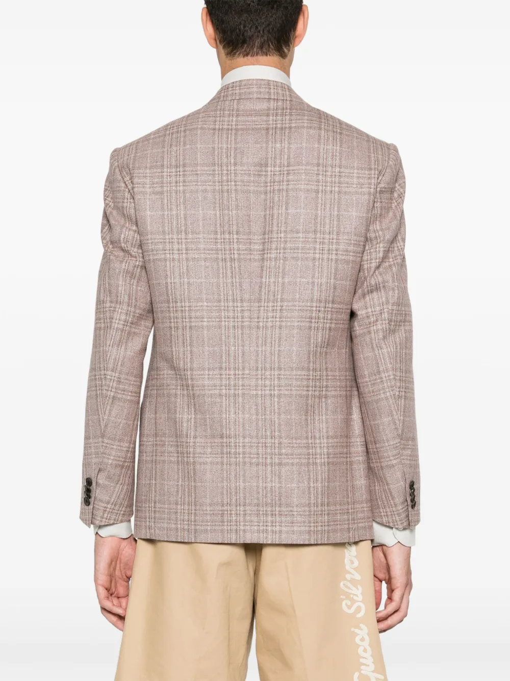 Corneliani Check-pattern Blazer In Pink