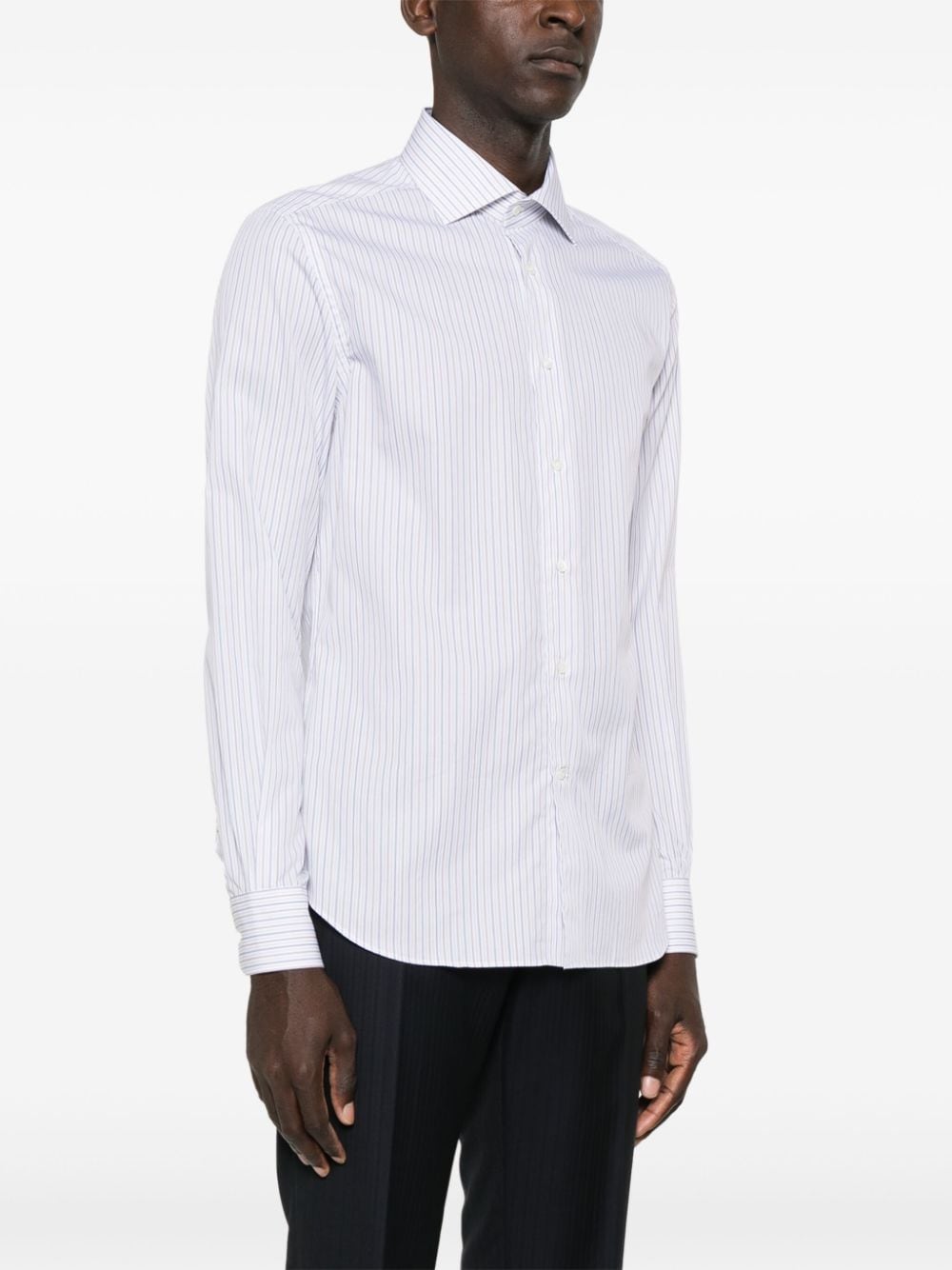 Shop Corneliani Striped Shirt In White