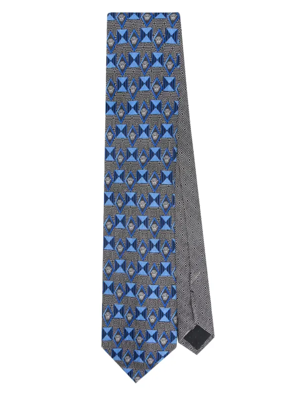 【新品タグ付き✨】ヴェルサーチ ネクタイ ライトブルー バロック柄 メドゥーサ Versace Pre-Owned 1990s メドゥーサ シルクネクタイ | ブルー