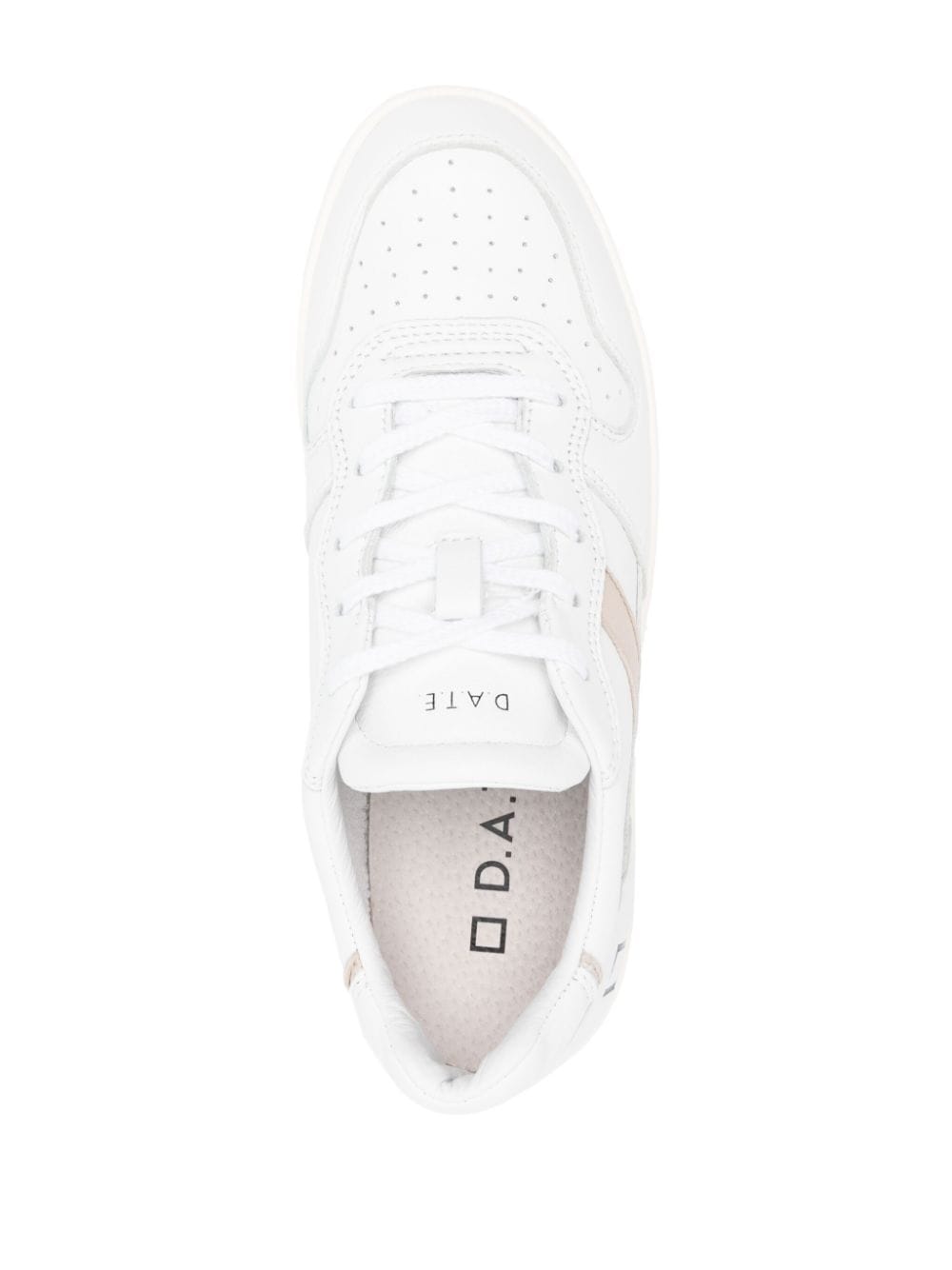 Shop Date Logo-debossed Leather Sneakers In White