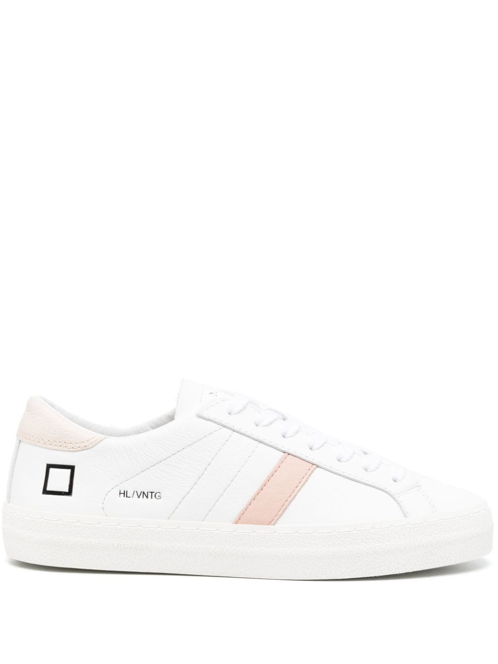 Date Logo-debossed Leather Trainers In White