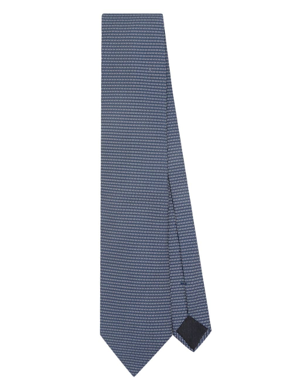 Pre-owned Hermes 2000s Logo-jacquard Tie In Blue