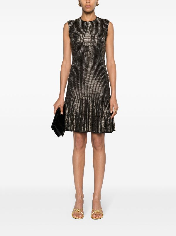 Alexander McQueen metallic-threading Flared Dress - Farfetch