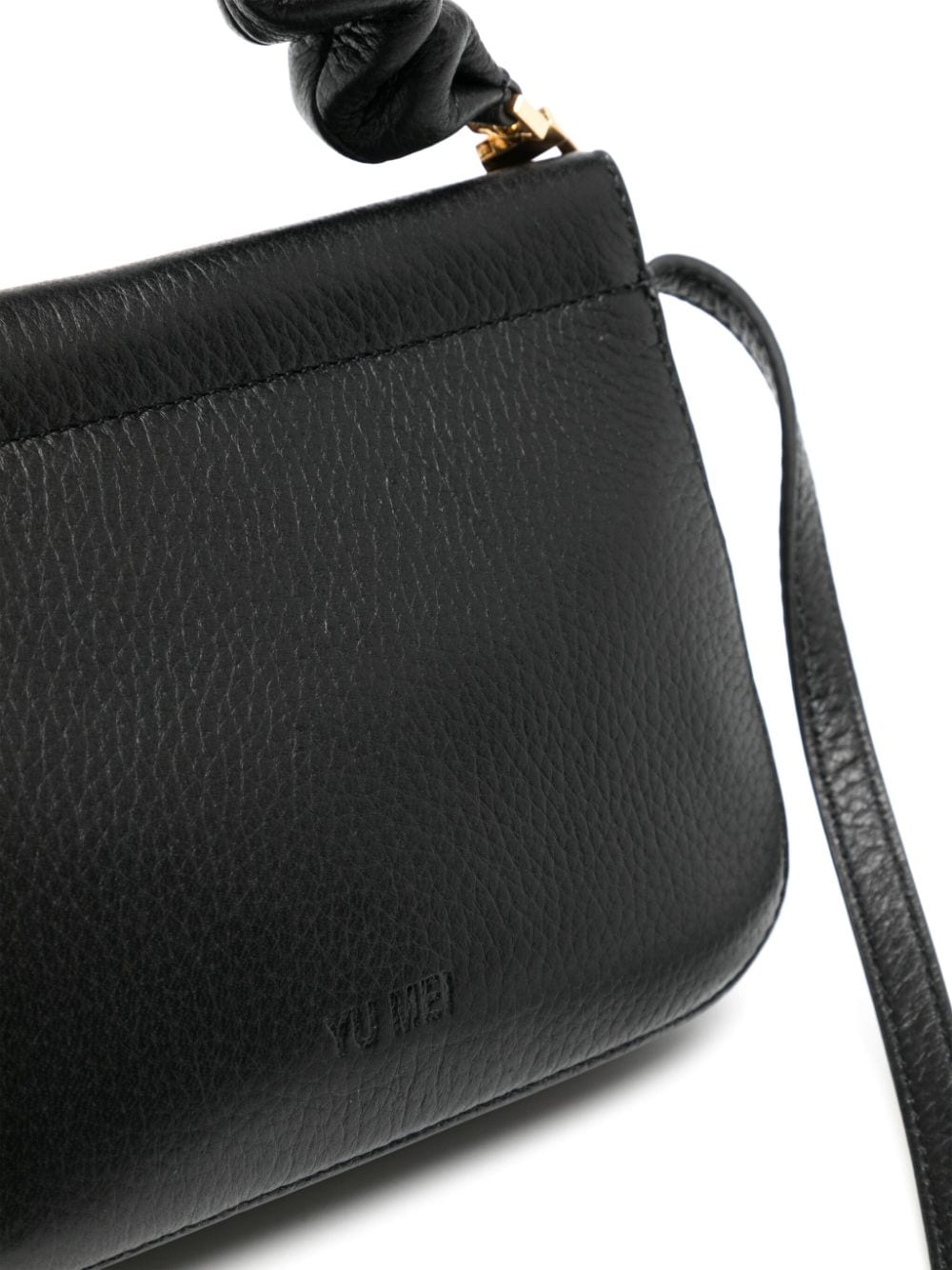 Shop Yu Mei Scrunchie Vi Leather Crossbody Bag In Black