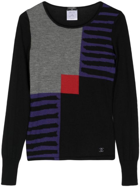 CHANEL 2008 colour-block knitted jumper Women