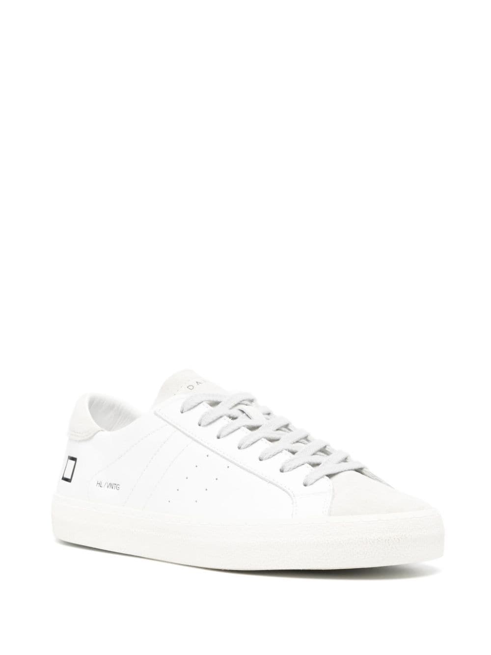 Shop Date Logo-debossed Leather Sneakers In Neutrals