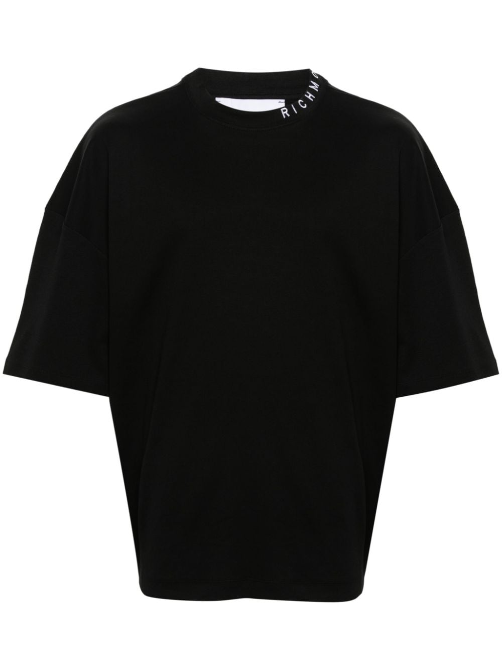 John Richmond Logo-embroidered Collar T-shirt In Black