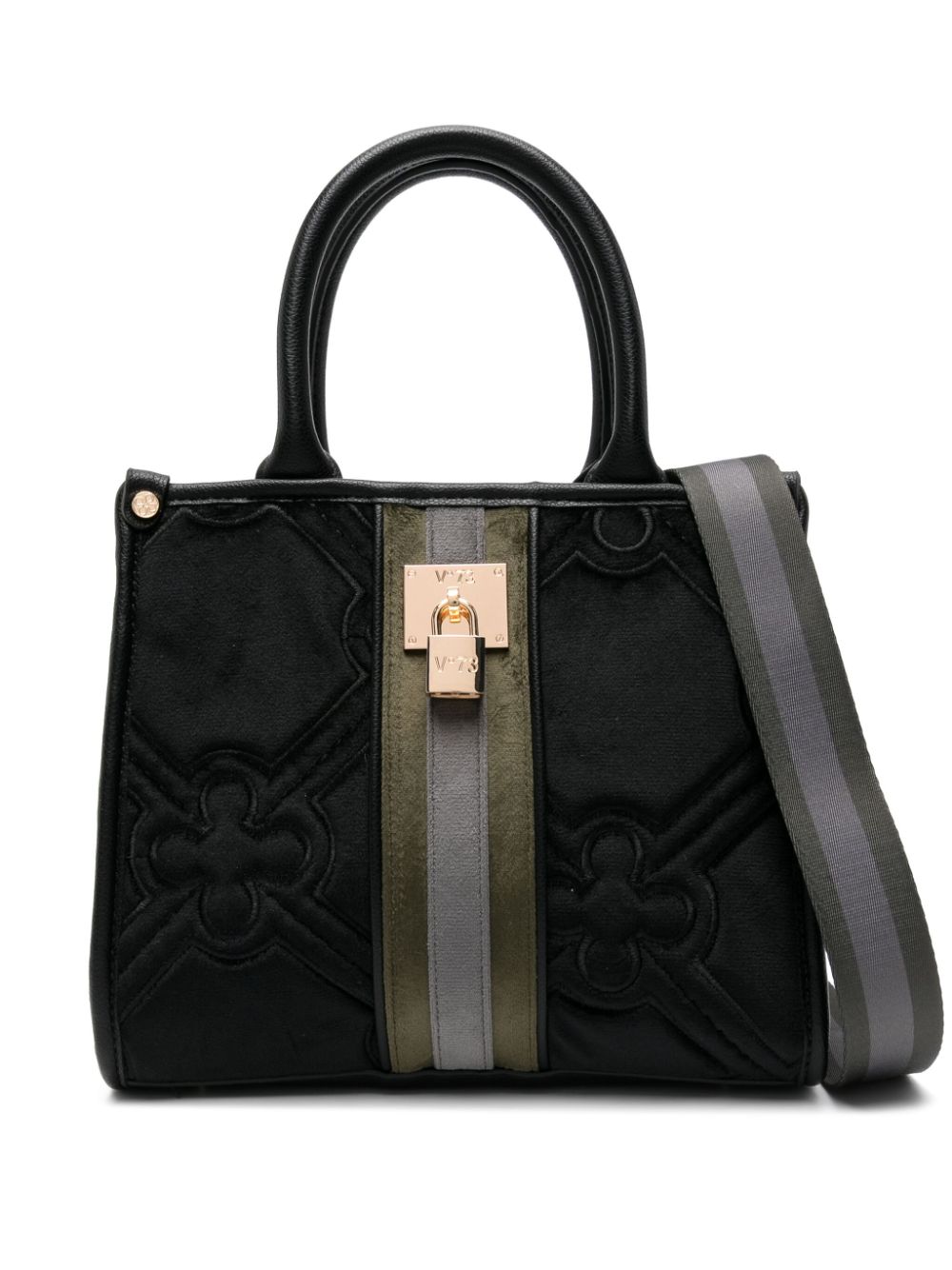 Shop V73 Iris Velvet Tote Bag In Black