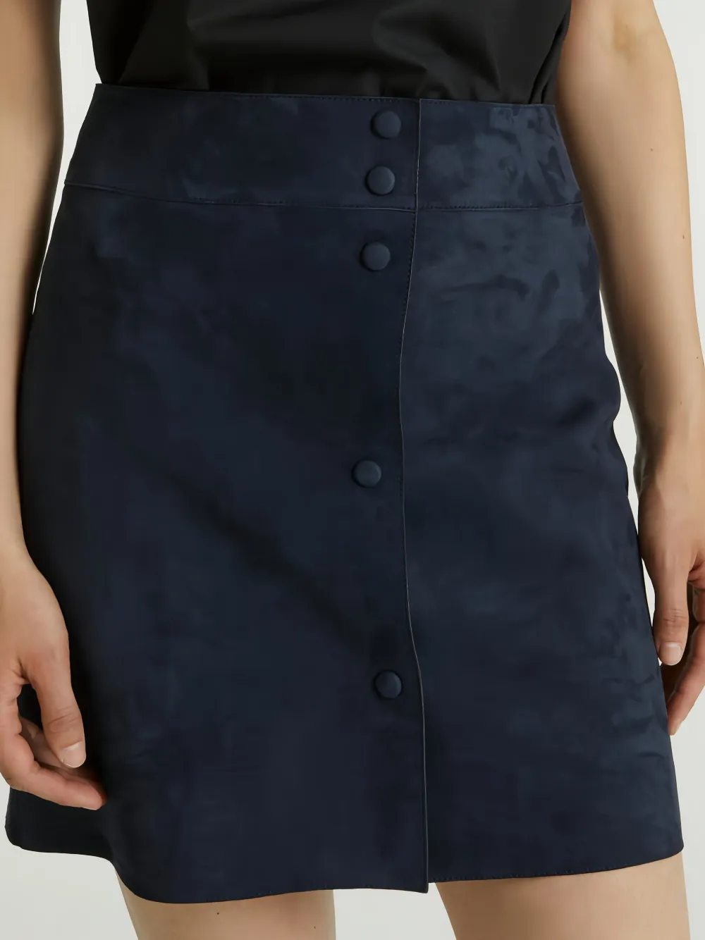 Yves Salomon Suede Skirt In Blue