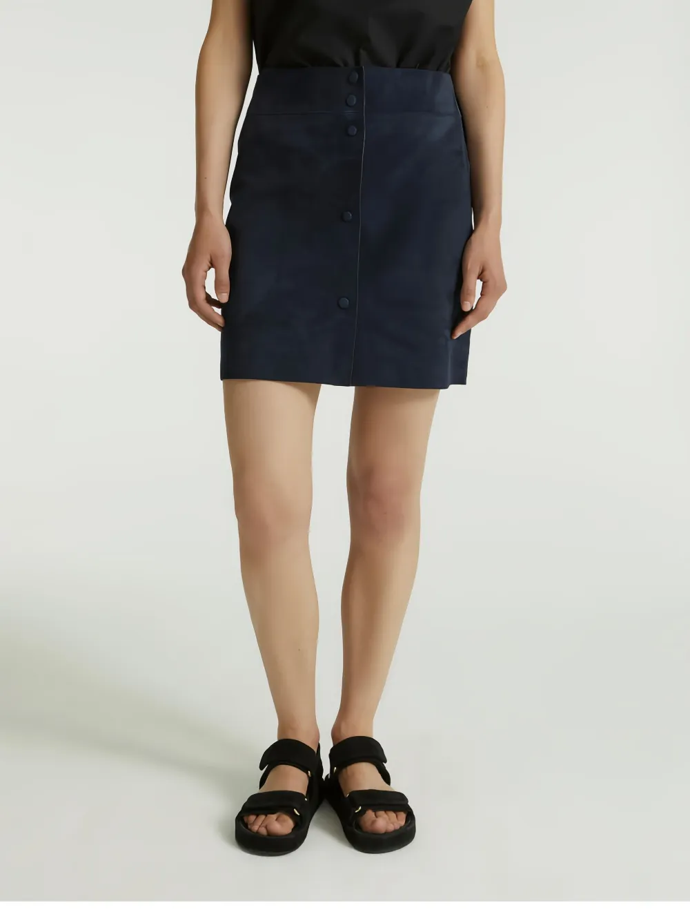 Yves Salomon Suede Skirt In Blue