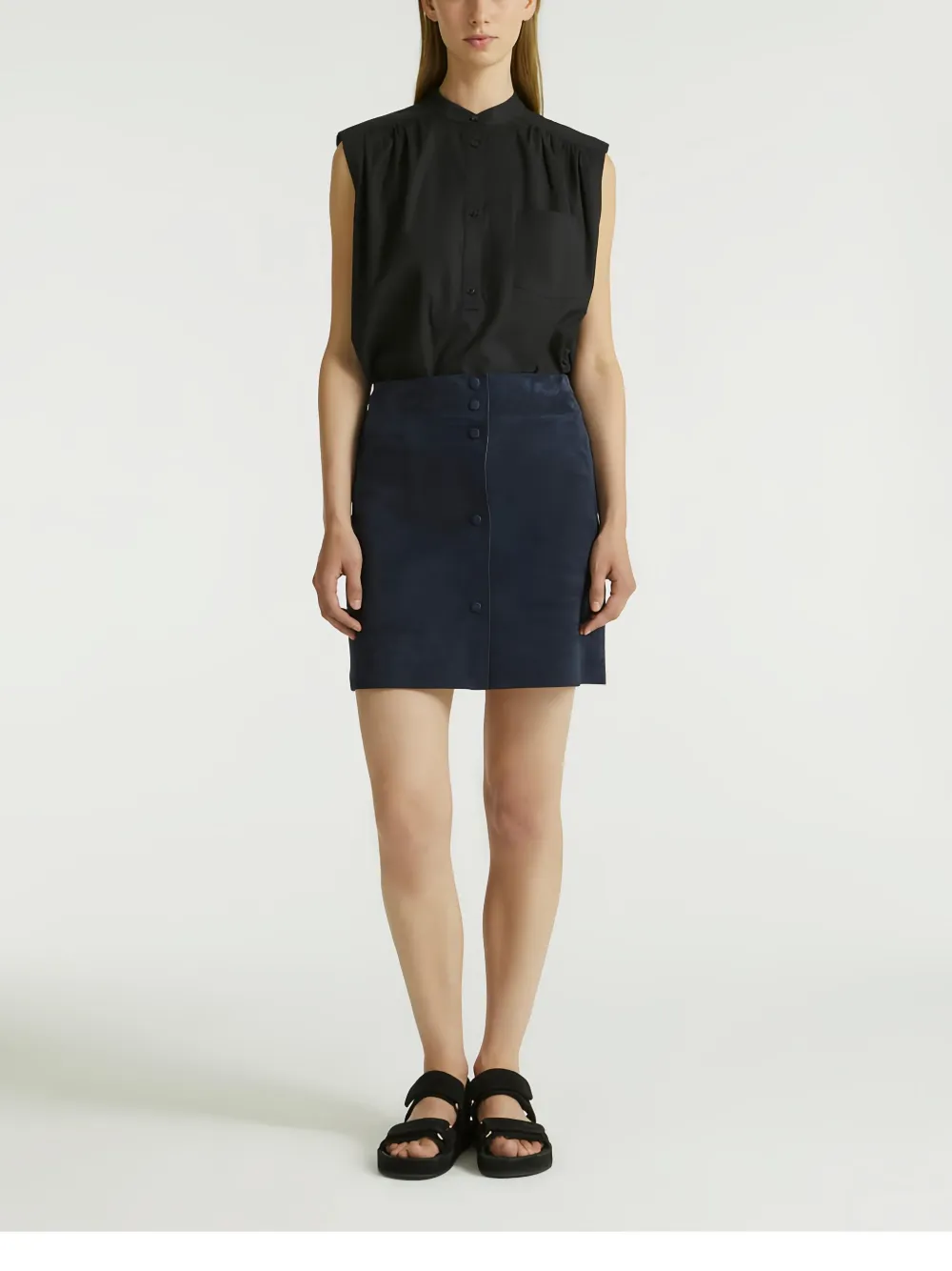 Yves Salomon Suede Skirt In Blue