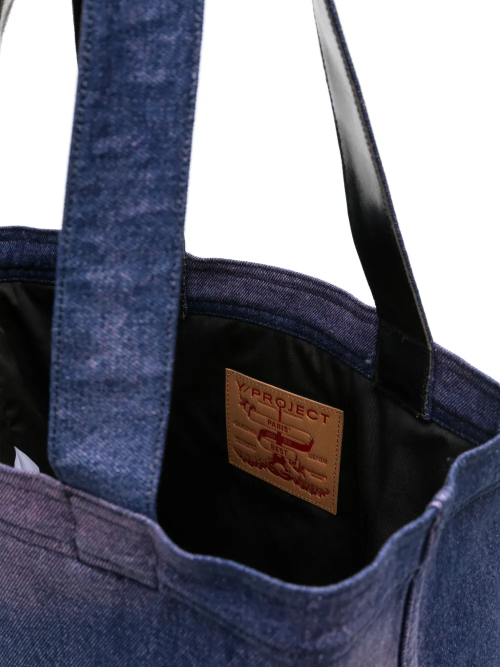 Shop Y/project Embroidered Denim Tote Bag In Blue