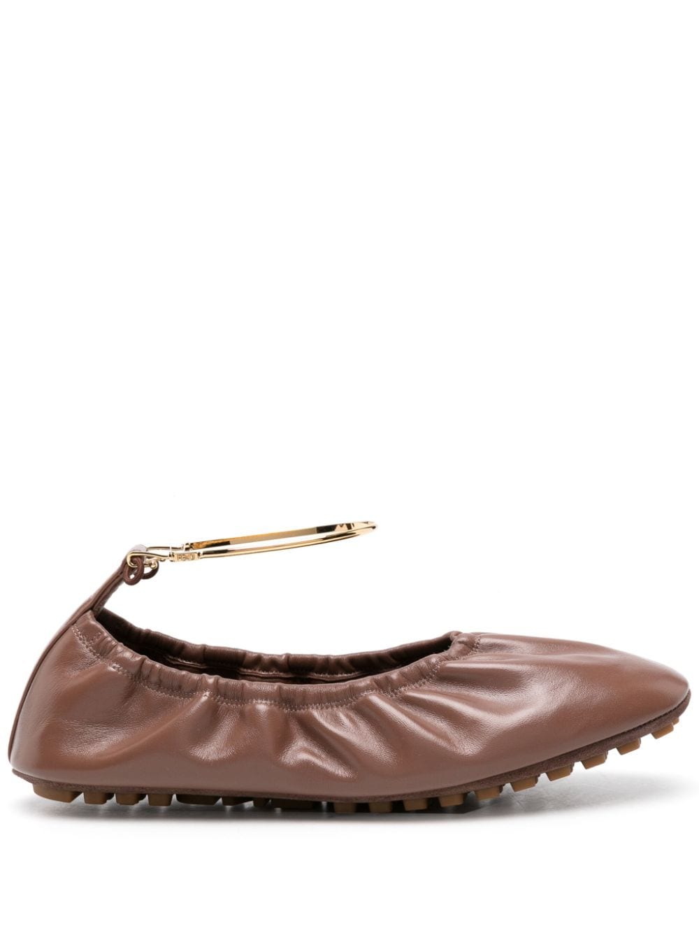 Shop Fendi Leather Ballerina Shoes In Brown