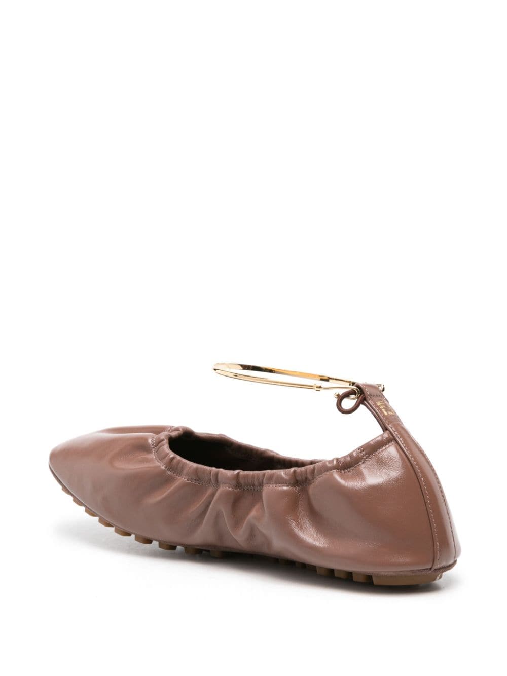 Shop Fendi Leather Ballerina Shoes In Brown