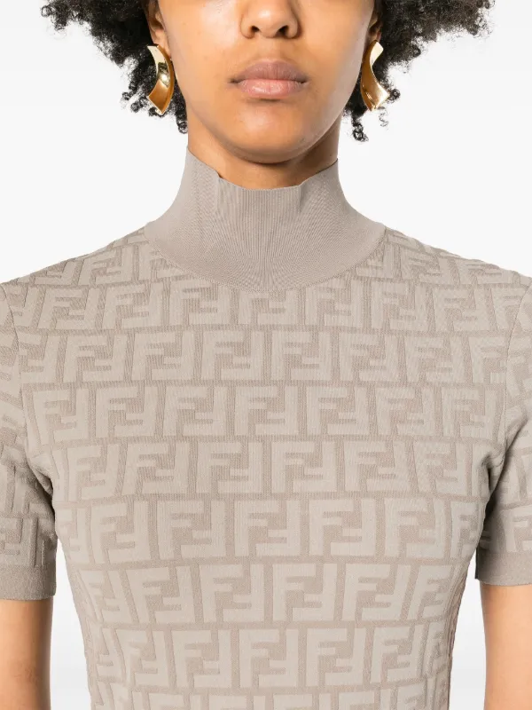 FENDI FF-jacquard Midi Dress | Brown | FARFETCH