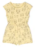 Mini Rodini cats-print cotton playsuit - Yellow