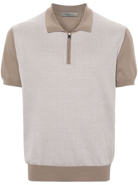 Corneliani mini-check fine-knit polo shirt