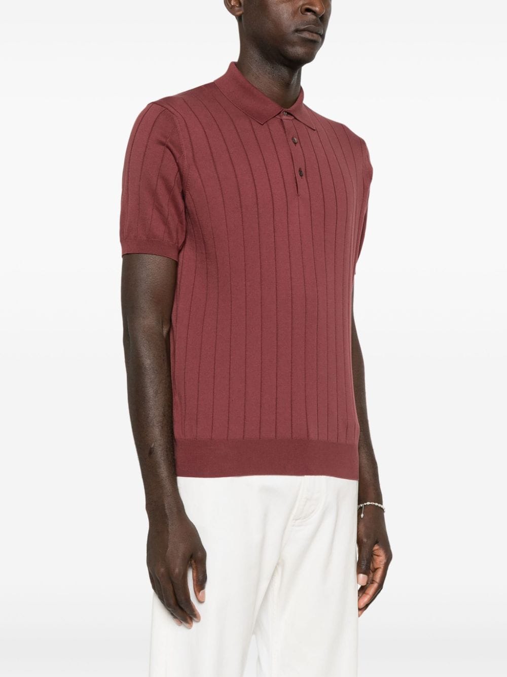 Shop Corneliani Button-up Cotton Polo Shirt In Red