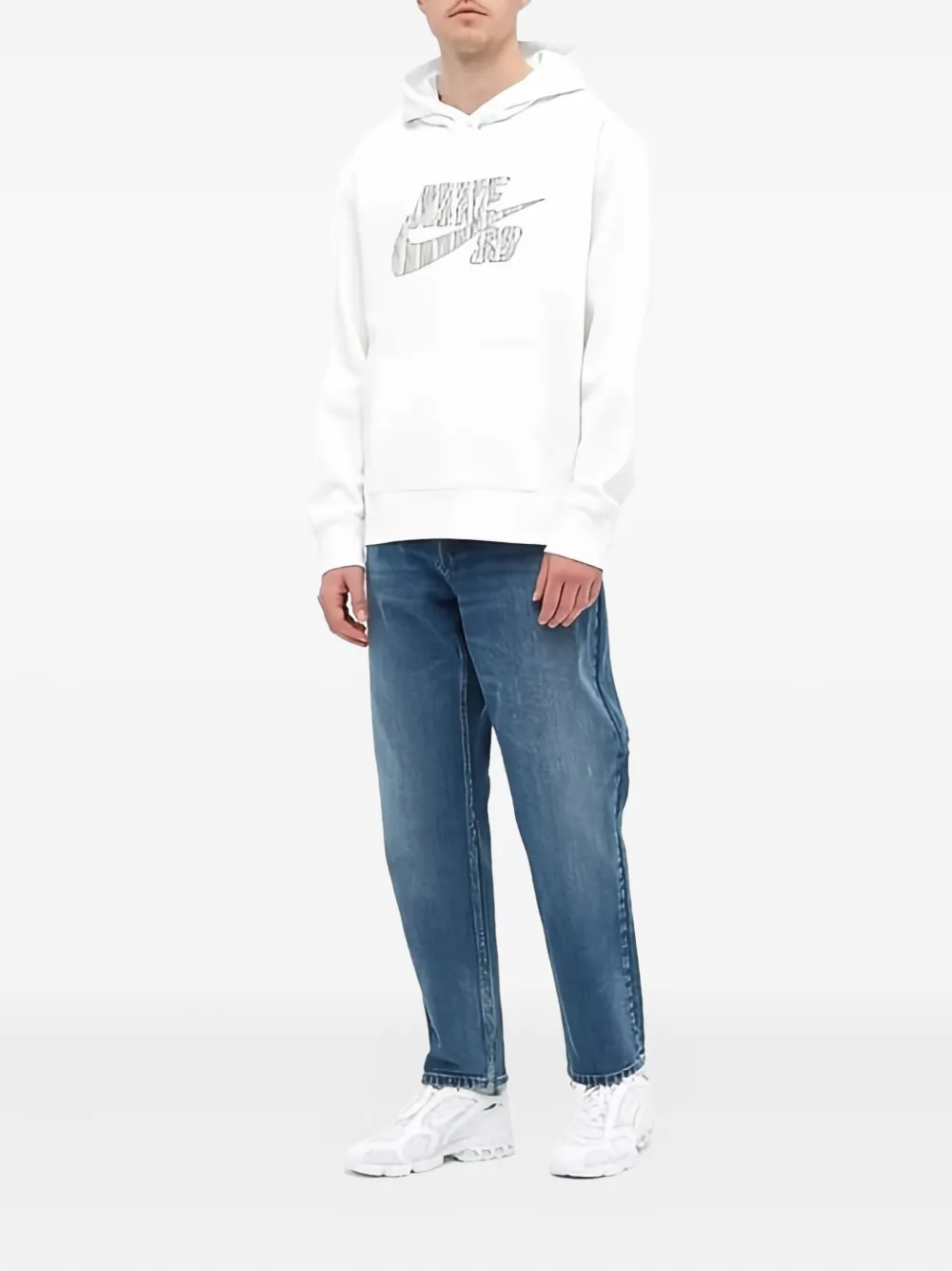 Nike Striped-logo Hoodie In White