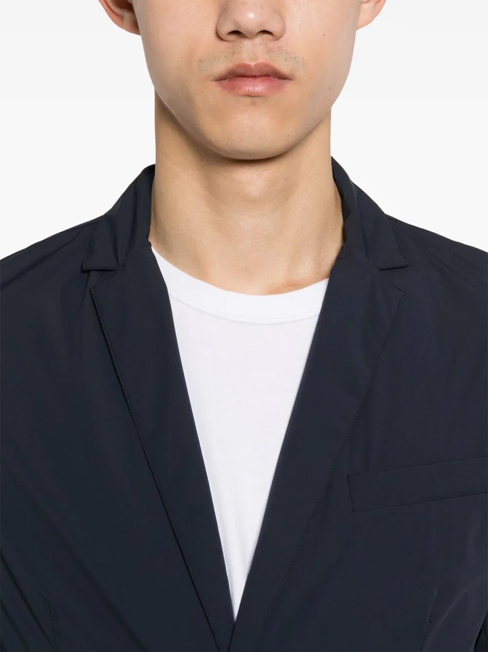 Shop Herno Light Matt Crepe Blazer In Blue