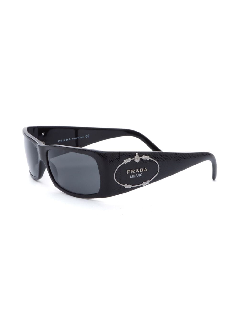 Pre-owned Prada 有色镜片长方形框太阳眼镜 In Black