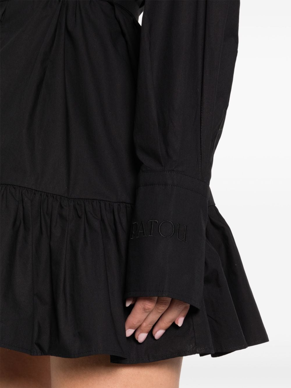 Shop Patou Ruffled Mini Shirtdress In Black