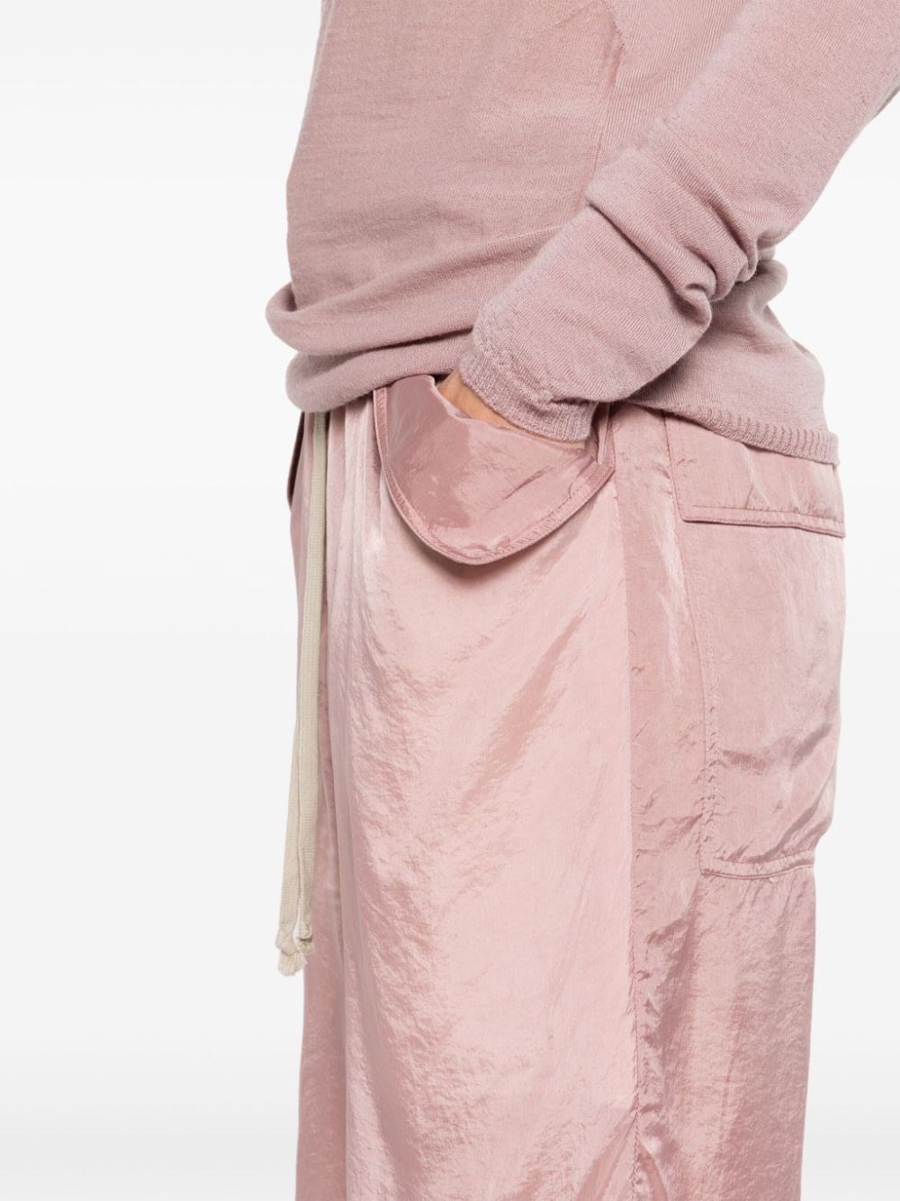 Shop Rick Owens Drop-crotch Satin Shorts In Pink