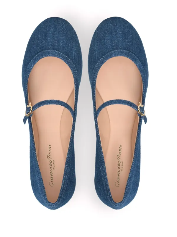 Gianvito Rossi Carla Ballerina Shoes | Blue | FARFETCH
