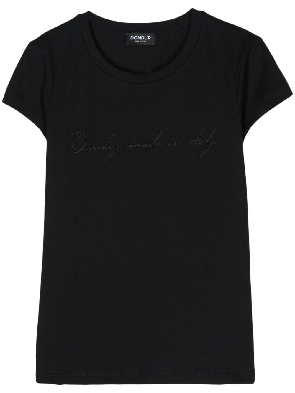 Dondup Slogan-embroidered T-shirt In Black