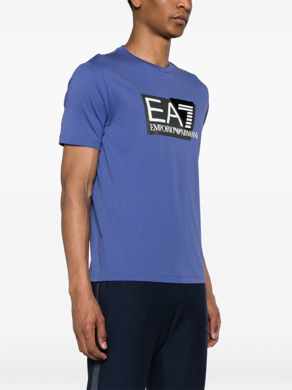 Shop Ea7 Logo-print Cotton T-shirt In Purple
